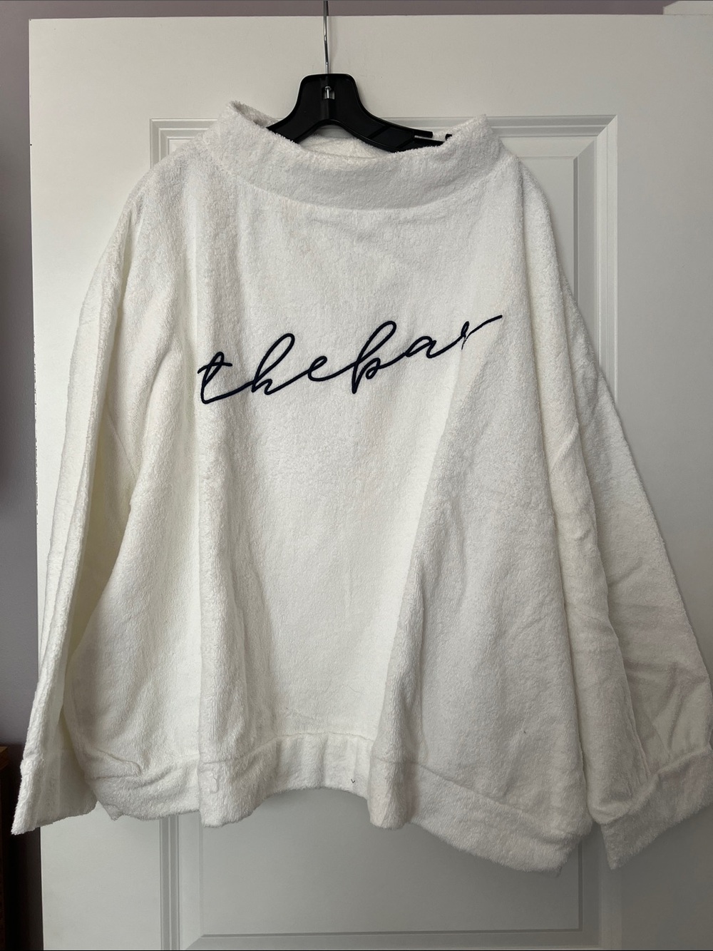 The Bar Cozy White Terry Mockneck Sweatshirt